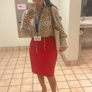 Calvin Klein Vibrant Red Pencil Skirt